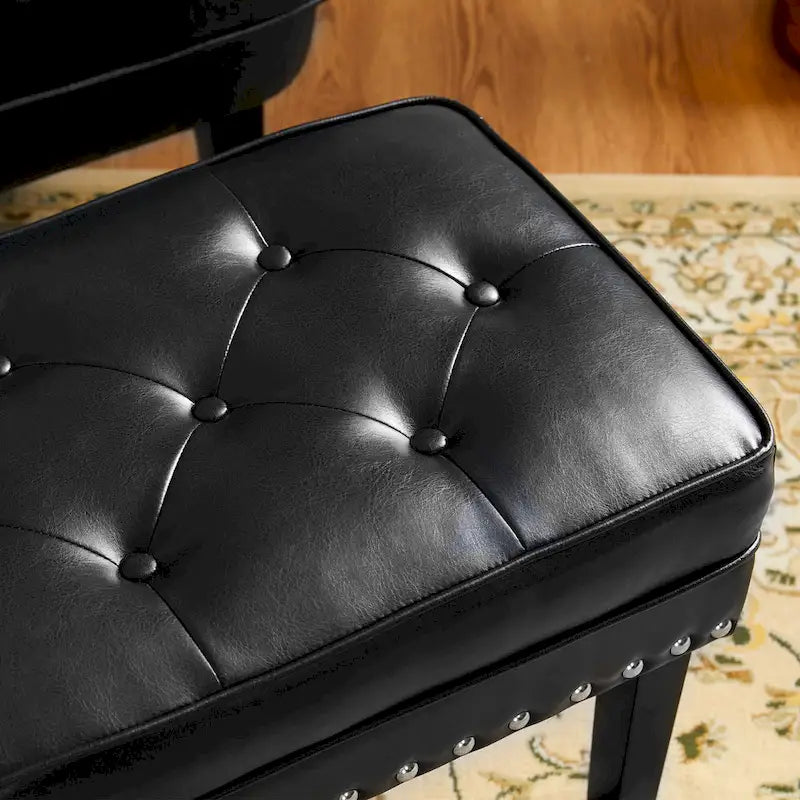 Glitzhome 22W Mid-century PU Leather Tufted Ottoman Foot Stool