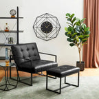 Glitzhome 24W Modern PU Leather Button-tufted Ottoman Foot Stool