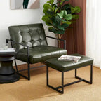 Glitzhome 24W Modern PU Leather Button-tufted Ottoman Foot Stool