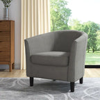 Upholstered Modern Barrel Accent Chair with Wood Legs