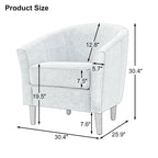 Upholstered Modern Barrel Accent Chair with Wood Legs