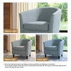 Upholstered Modern Barrel Accent Chair with Wood Legs
