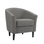 Upholstered Modern Barrel Accent Chair with Wood Legs