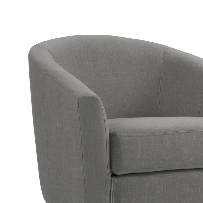 Upholstered Modern Barrel Accent Chair with Wood Legs