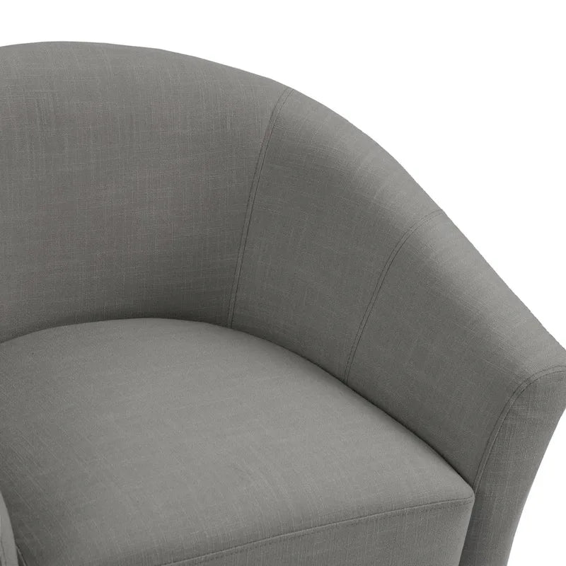 Upholstered Modern Barrel Accent Chair with Wood Legs