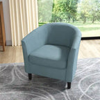 Upholstered Modern Barrel Accent Chair with Wood Legs