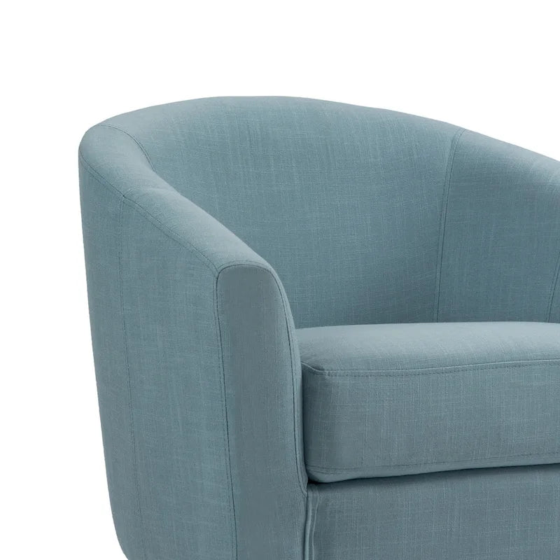 Upholstered Modern Barrel Accent Chair with Wood Legs