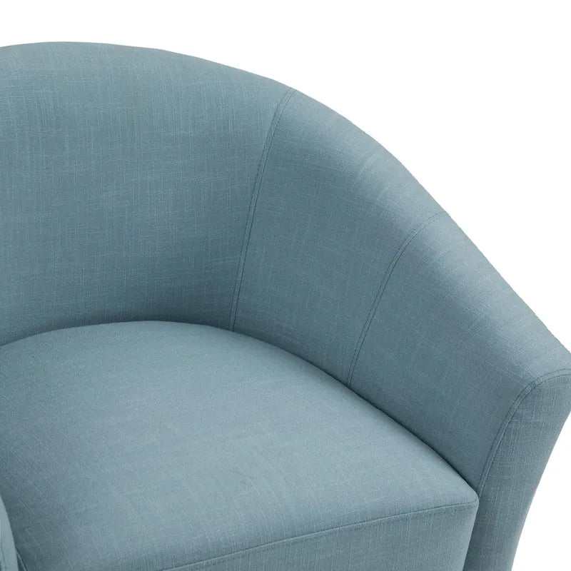 Upholstered Modern Barrel Accent Chair with Wood Legs
