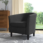 Upholstered Modern Barrel Accent Chair with Wood Legs