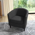 Upholstered Modern Barrel Accent Chair with Wood Legs