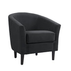 Upholstered Modern Barrel Accent Chair with Wood Legs