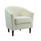 Upholstered Modern Barrel Accent Chair with Wood Legs