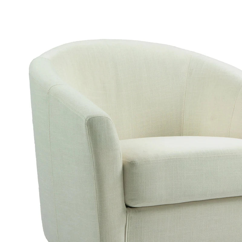 Upholstered Modern Barrel Accent Chair with Wood Legs