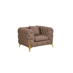 3 Pieces Mid-century Modern Buckle Fabric Living Room Sofa Set Sectional