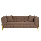 3 Pieces Mid-century Modern Buckle Fabric Living Room Sofa Set Sectional