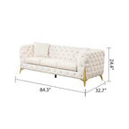 3 Pieces Mid-century Modern Buckle Fabric Living Room Sofa Set Sectional