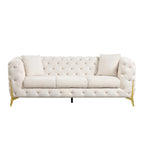 3 Pieces Mid-century Modern Buckle Fabric Living Room Sofa Set Sectional