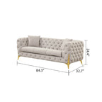 3 Pieces Mid-century Modern Buckle Fabric Living Room Sofa Set Sectional