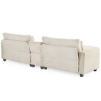 Oversized Corduroy Upholstered Sofa with a Removable Ottoman & 4 Pillows
