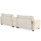 Oversized Corduroy Upholstered Sofa with a Removable Ottoman & 4 Pillows