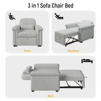 Living Room Lounger Chair 3 in 1 Convertible Sleeper Chair with Pillow
