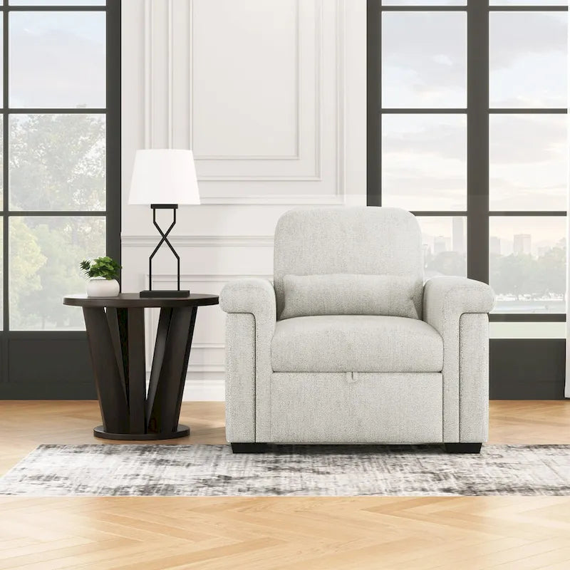 Living Room Lounger Chair 3 in 1 Convertible Sleeper Chair with Pillow