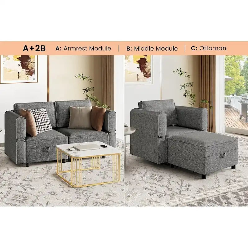 Loveseat Sofa with Storage Seat
