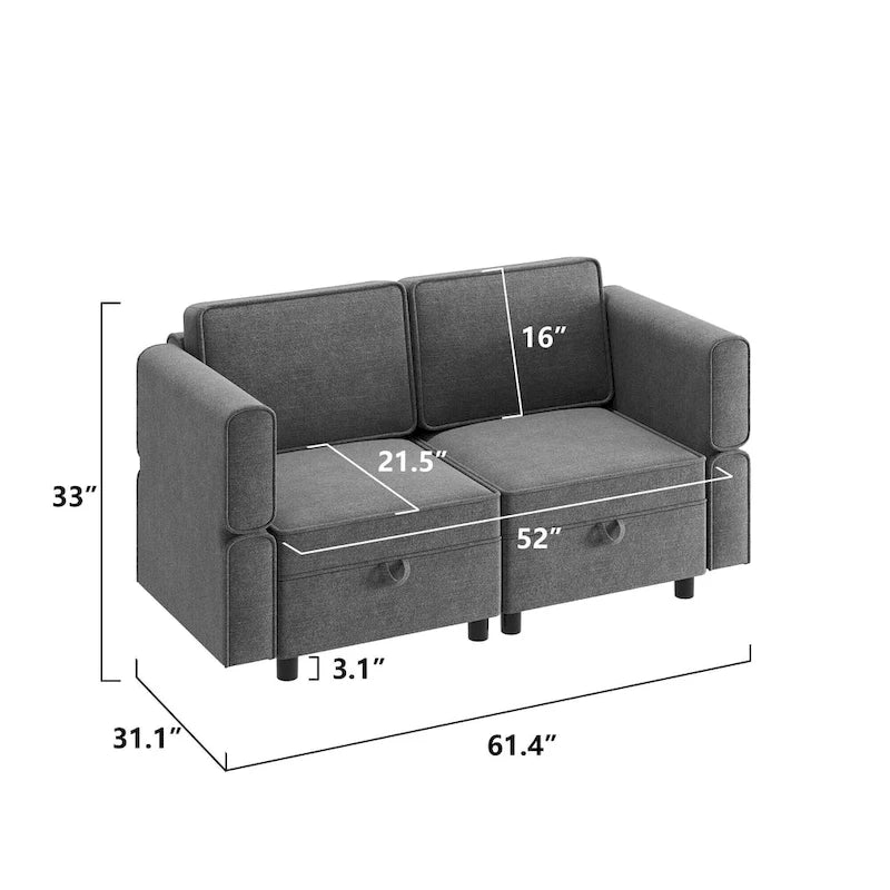 Loveseat Sofa with Storage Seat