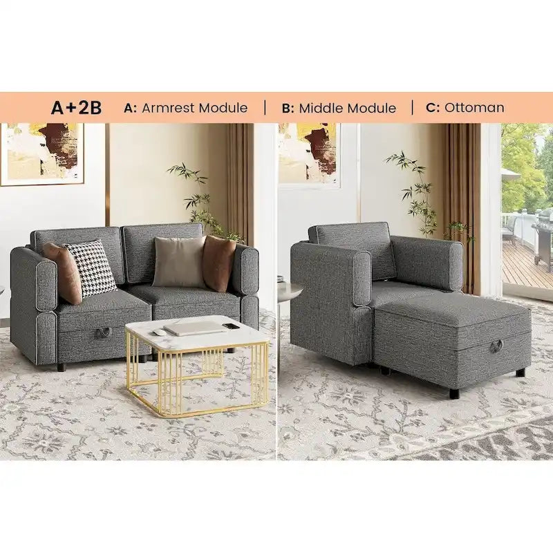 Loveseat Sofa with Storage Seat