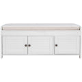 Storage Bench with 3 Shutter-shaped Doors, Removable Cushion and Hidden Storage Space - 43.5L x 16W x 18H