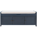 Storage Bench with 3 Shutter-shaped Doors, Removable Cushion and Hidden Storage Space - 43.5L x 16W x 18H