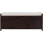 Storage Bench with 3 Shutter-shaped Doors, Removable Cushion and Hidden Storage Space - 43.5L x 16W x 18H
