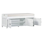 Storage Bench with 3 Shutter-shaped Doors, Removable Cushion and Hidden Storage Space - 43.5L x 16W x 18H