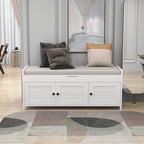 Storage Bench with 3 Shutter-shaped Doors, Removable Cushion and Hidden Storage Space - 43.5L x 16W x 18H