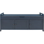 Storage Bench with 3 Shutter-shaped Doors, Removable Cushion and Hidden Storage Space - 43.5L x 16W x 18H