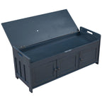 Storage Bench with 3 Shutter-shaped Doors, Removable Cushion and Hidden Storage Space - 43.5L x 16W x 18H