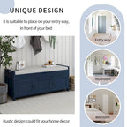 Storage Bench with 3 Shutter-shaped Doors, Removable Cushion and Hidden Storage Space - 43.5L x 16W x 18H