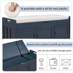 Storage Bench with 3 Shutter-shaped Doors, Removable Cushion and Hidden Storage Space - 43.5L x 16W x 18H