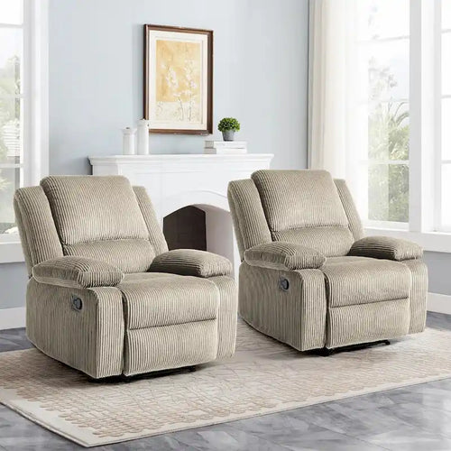 2Set Modern Lounger Upholstered Push Back Manual Recliner Chair
