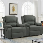 2Set Modern Lounger Upholstered Push Back Manual Recliner Chair