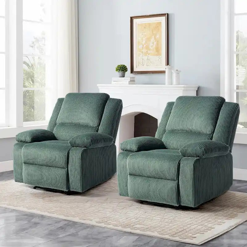2Set Modern Lounger Upholstered Push Back Manual Recliner Chair