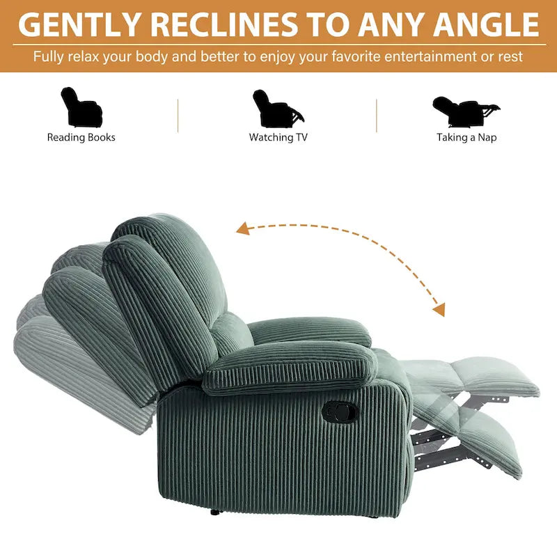 2Set Modern Lounger Upholstered Push Back Manual Recliner Chair