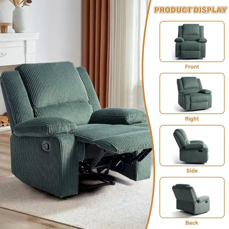 2Set Modern Lounger Upholstered Push Back Manual Recliner Chair