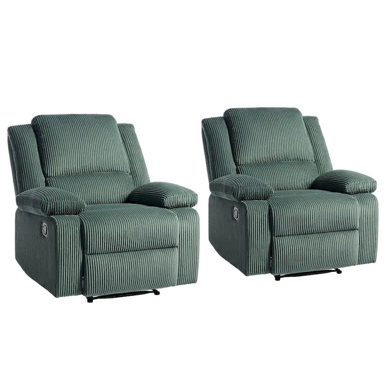 2Set Modern Lounger Upholstered Push Back Manual Recliner Chair