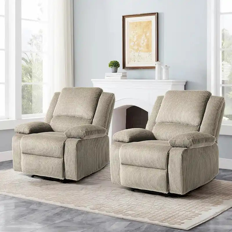 2Set Modern Lounger Upholstered Push Back Manual Recliner Chair