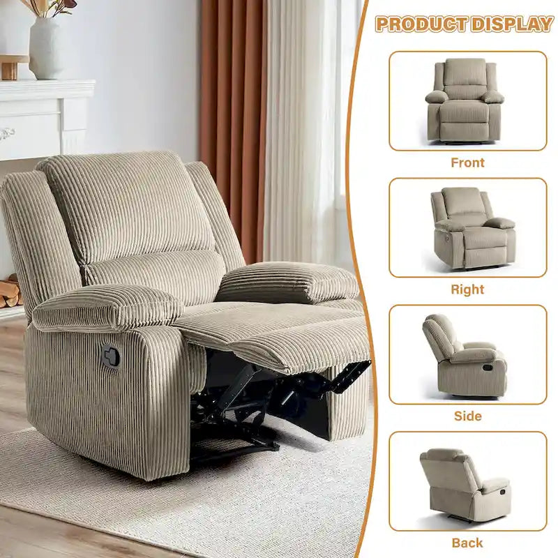 2Set Modern Lounger Upholstered Push Back Manual Recliner Chair