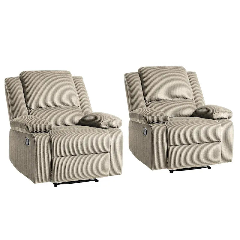2Set Modern Lounger Upholstered Push Back Manual Recliner Chair
