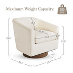 Modern Upholstered Accent Chair Fabric 360 Swivel Barrel Set of 2 Armchair Wood Frame