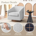 Modern Upholstered Accent Chair Fabric 360 Swivel Barrel Set of 2 Armchair Wood Frame