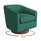 Modern Upholstered Accent Chair Fabric 360 Swivel Barrel Set of 2 Armchair Wood Frame